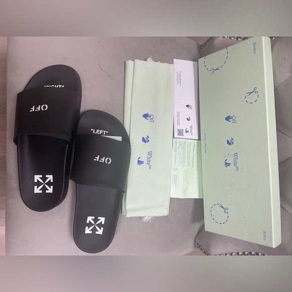 SALE!!!!BRAND-NEW!!! OFF-WHITE Pool Slider (Black & White), Size 38 US8 - Picture 4 of 16